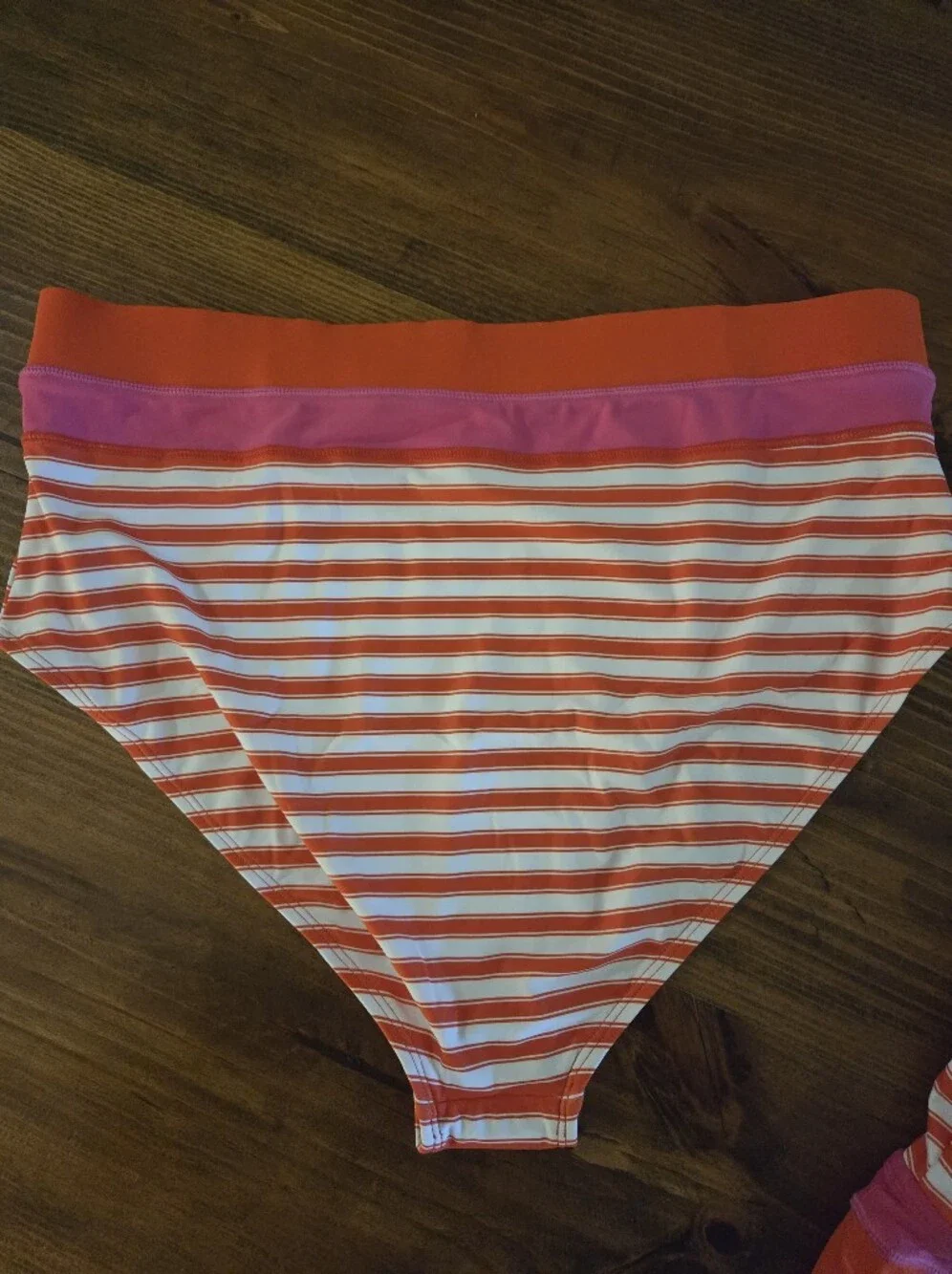 Orange And Pink Striped Bikini